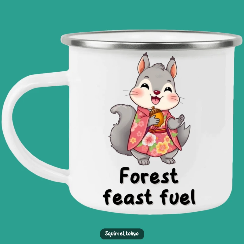 Funny Squirrel Kimono Camping Mug: Durable Nature Mug, Whimsical Outdoor Gift