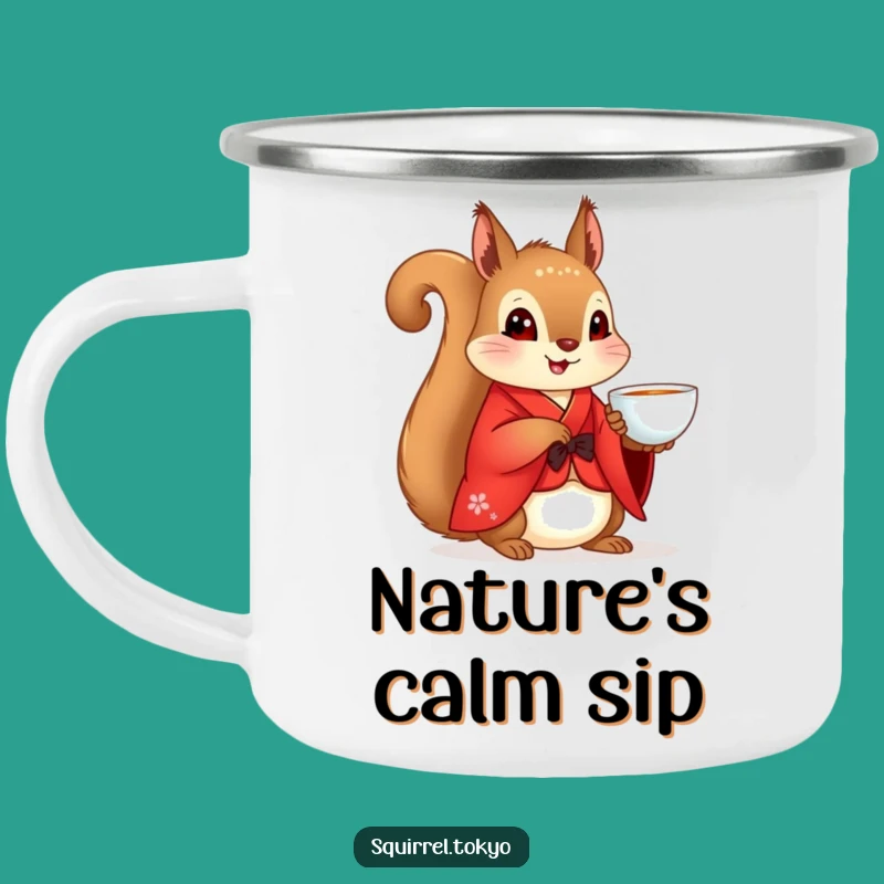 Funny Squirrel Kimono Camping Mug: Peaceful Trail Tea, Unique Funny Gift