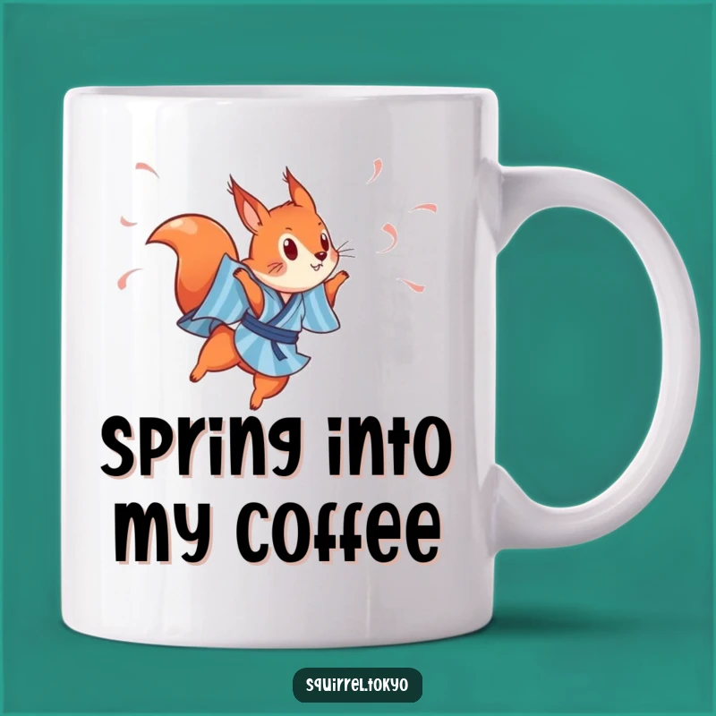 Funny Red Squirrel Dancer Mug: Joyful Leaping Action, Whimsical Gift for Energetic Souls