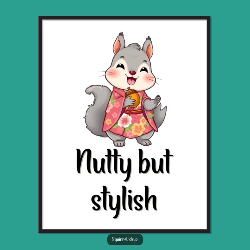 Funny Squirrel Kimono Digital Art: Instant Woodland Download, Whimsical Decor