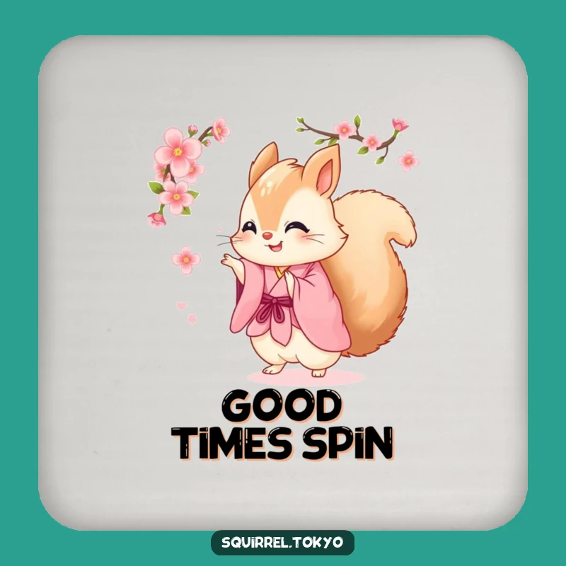 Funny Squirrel Kimono Coaster: Protect Surface with Spinning Squirrel, Cute Funny Gift