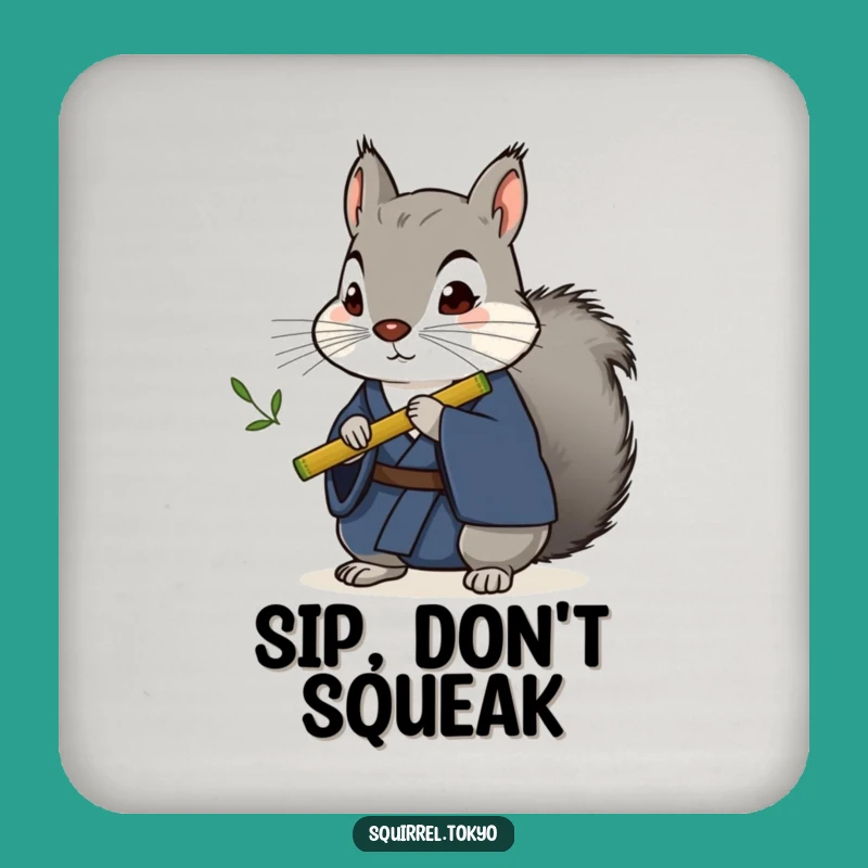 Funny Stoic Squirrel Kimono Coaster - Hilarious Bar Accessory Gift