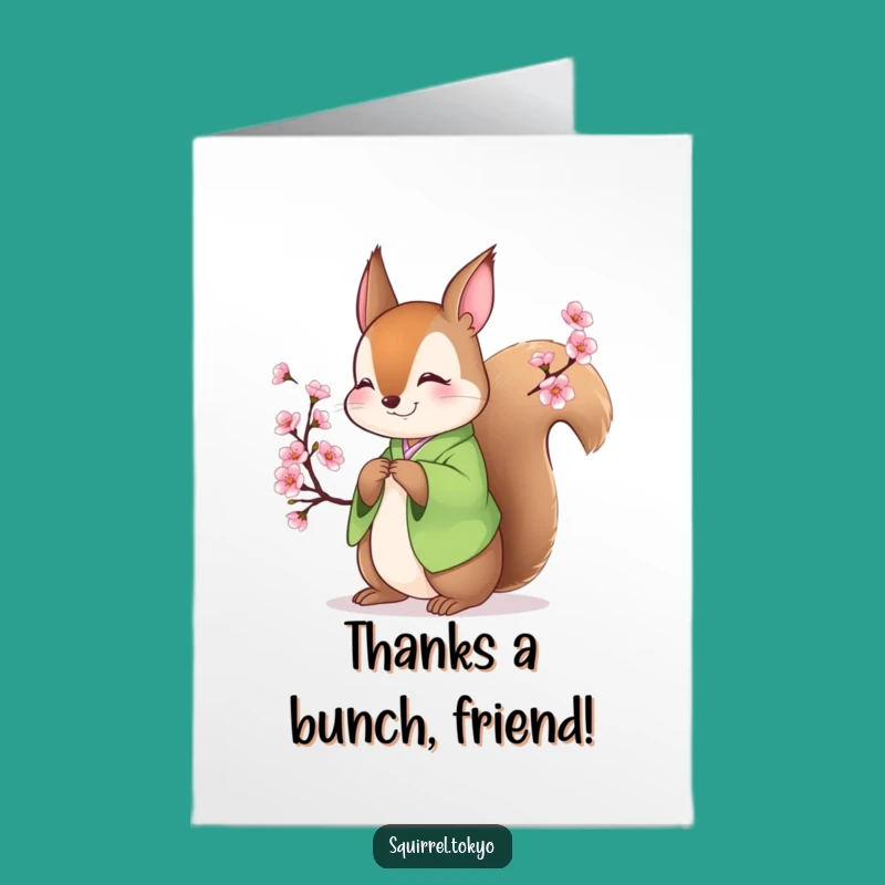Free Printable Thank You Card: Funny Kimono Squirrel Bowing with Gratitude