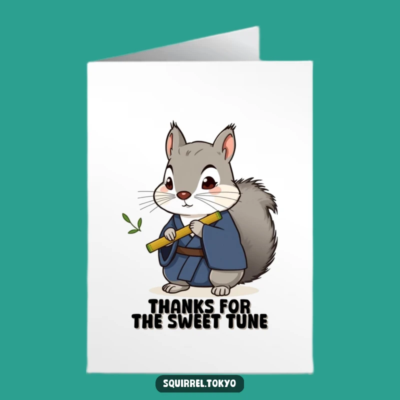 Free Printable Thank You Card Squirrel: Funny Flute Thanks Downloadable