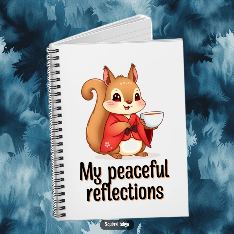 Funny Squirrel Kimono Notebook: A squirrel in a red kimono with a teacup, perfect for mindful note-taking, a funny gift.